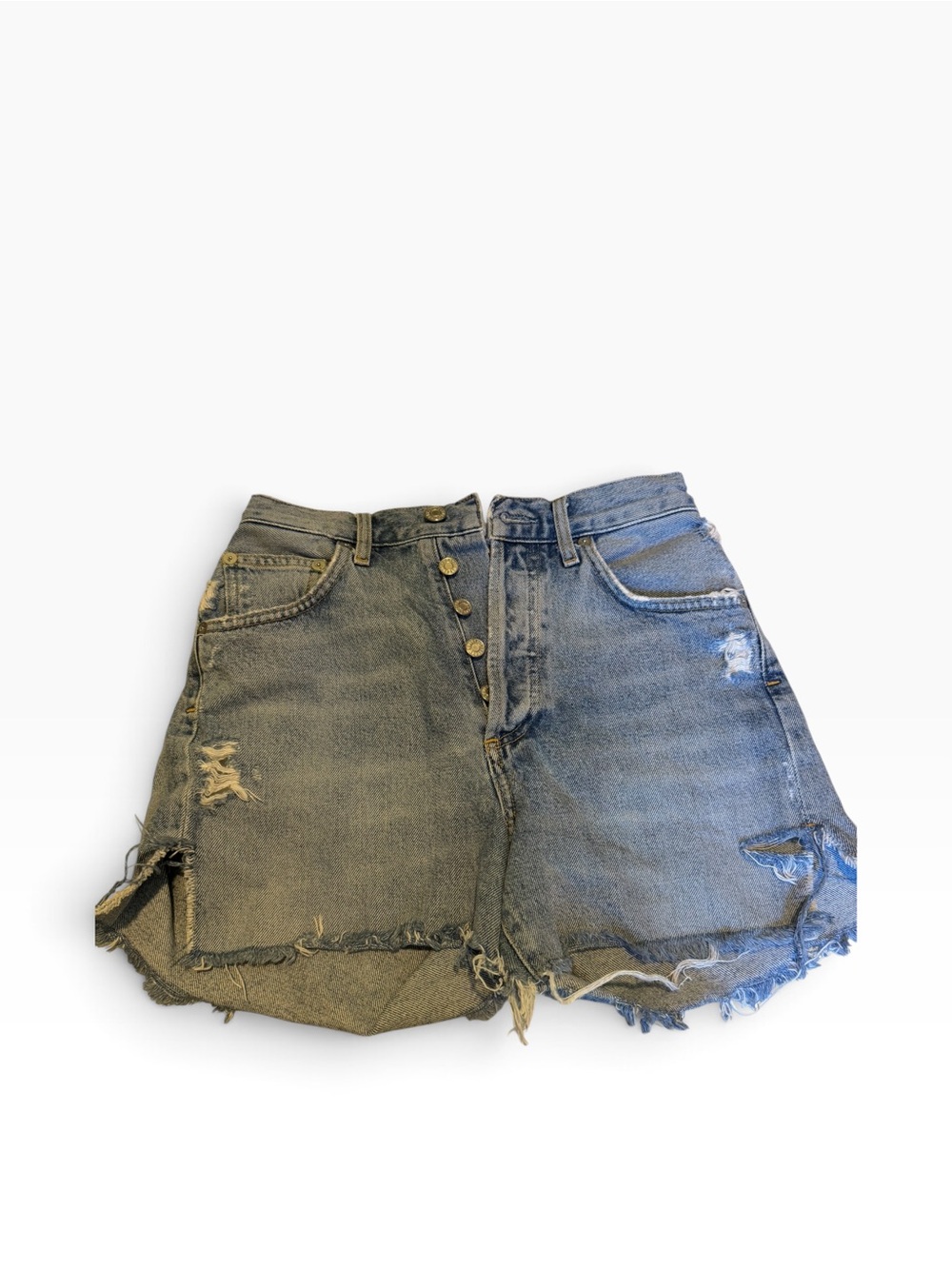 Agolde Dee Shorts Womens 23 Light Wash Raw Hem High Rise Summer